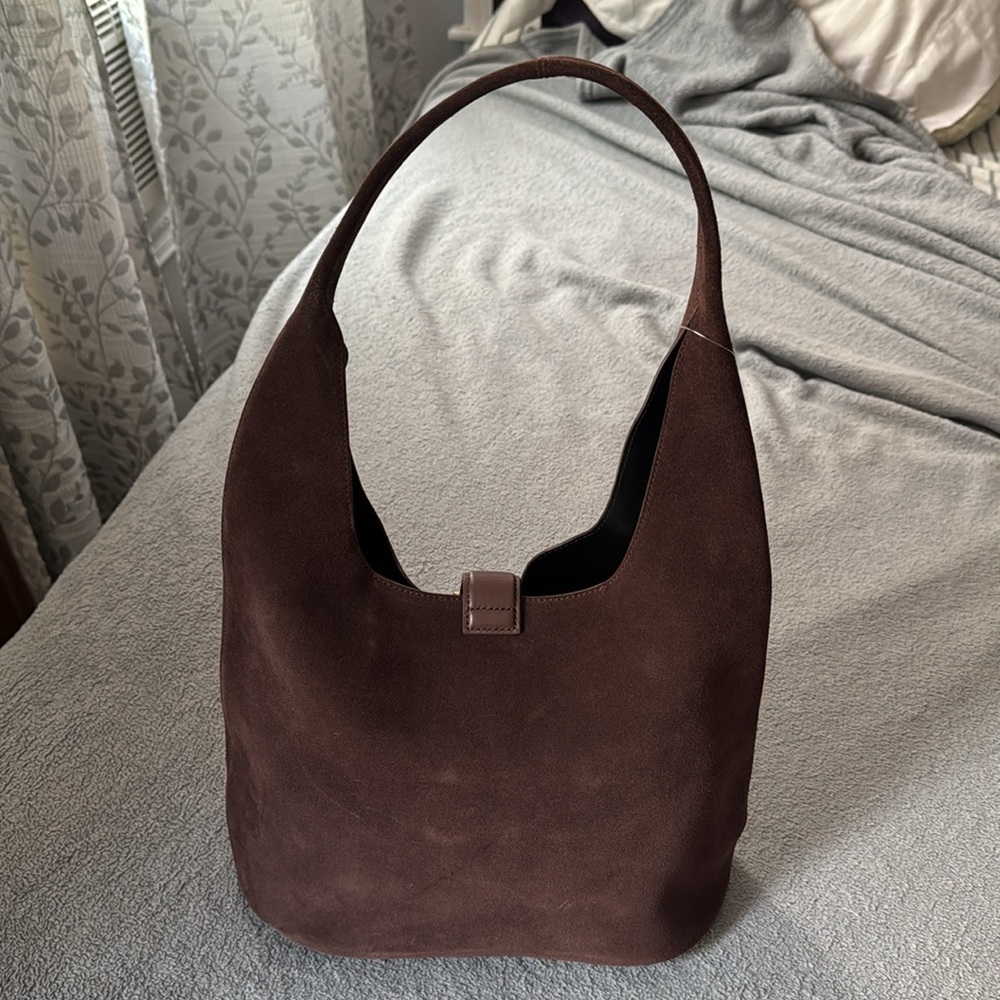 SIMKHAI Khai Suede Hobo Shoulder Bag in Cacao - Picture 7 of 17